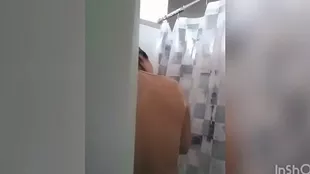 Cute chick takes a shower