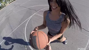 Gina Valentina's intense basketball game in the park