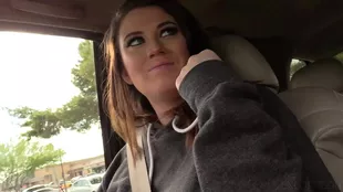 Miranda enjoys oral sex in a car