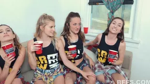 A college dorm party escalates into a crazy group sex session