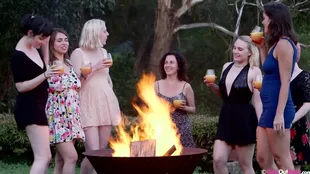 Lesbian campfire with Katie Zucchini, Sundari, Christina, Kim Cumms, and Panda
