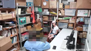 Surprise meeting in the storage room leads to punishment and climax