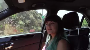Jasmine, a college girl, performs oral sex in a parked vehicle